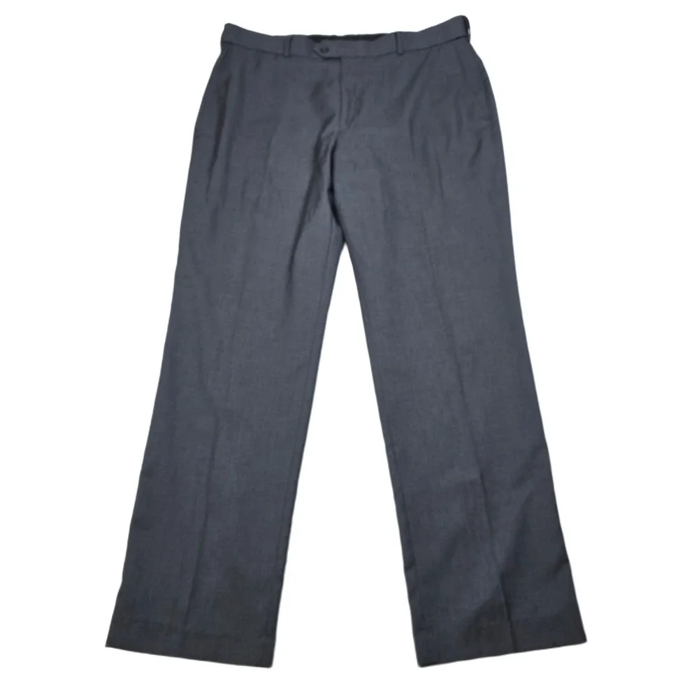 Stafford Sharkskin Dress Pants Mens 38x32‎ Charcoal Gray Classic Fit